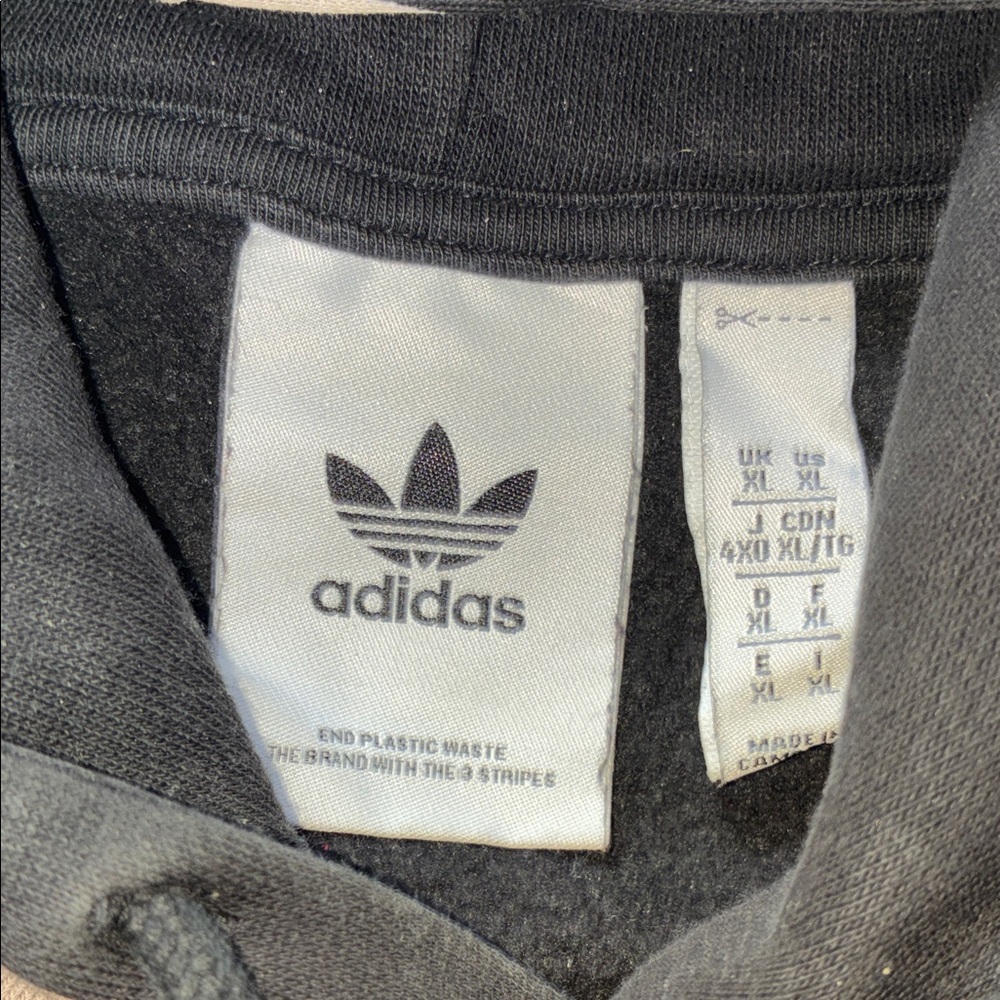 Adidas Vintage Black Hoodie with Trefoil Motifs - Picture 2 of 2